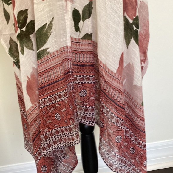 NALINI Women’s White Pink/Purple Floral Long Kimono Boho Beach Cover-up - Picture 4 of 12